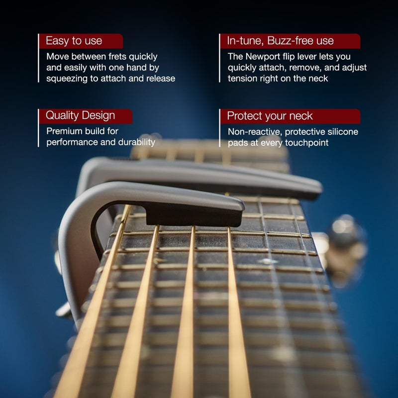 G7th Newport Guitar Capo - String Partial Silver, 30mm - Lightweight & Low Profile - Easy Flip Lever with Fine-Tune Adjustment - Unlock Open Tunings, Perfect for 3 String Acoustic and Electric Guitars - Image 5